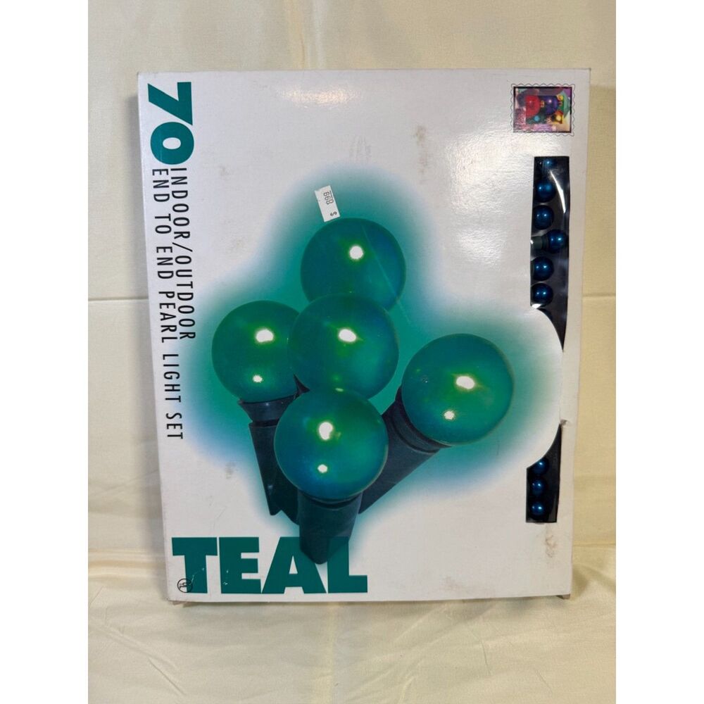 VTG 1998 Indoor/Outdoor End To End Pearl Teal Bulb Lights New Tested And Working